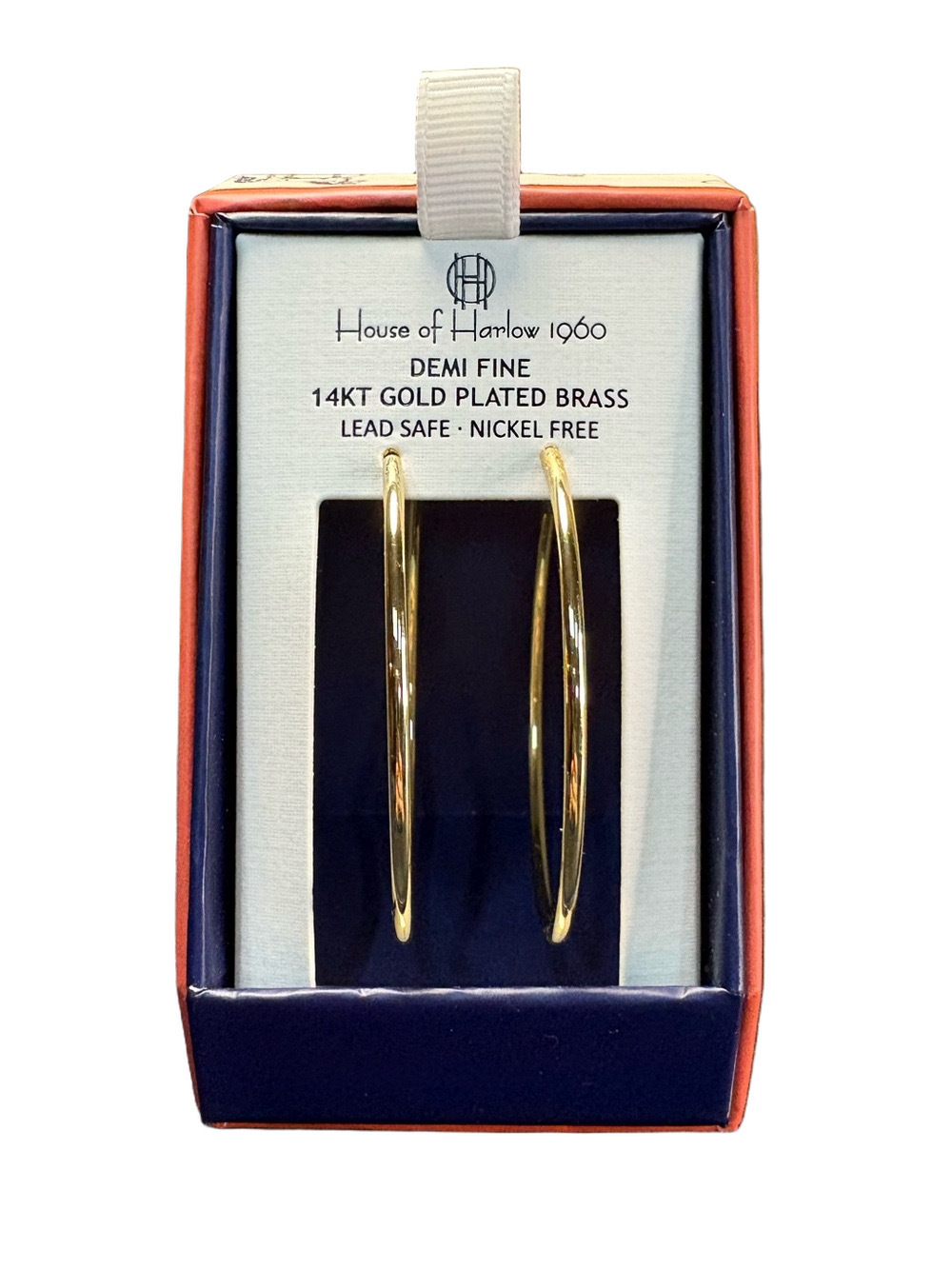 House of Harlow 1960 Demi Fine 14K Gold Plated Large Hoop Earrings NWT